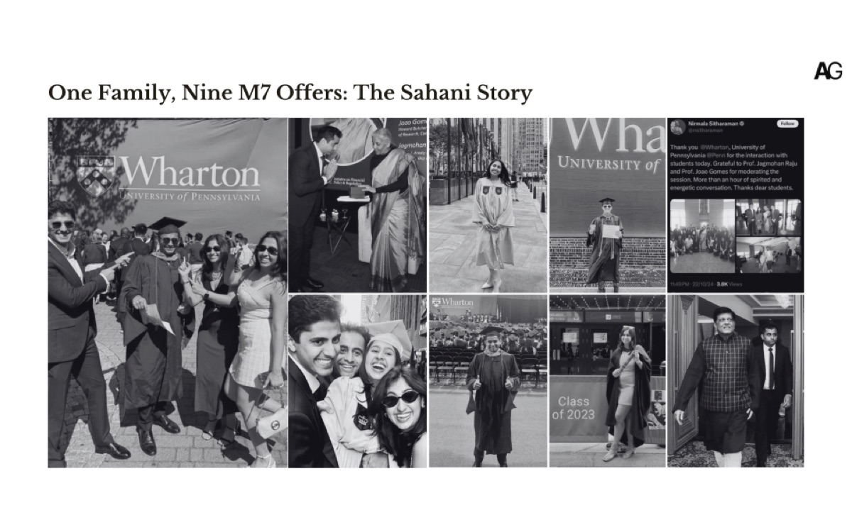The Sahani siblings at their Wharton, Columbia and MIT Sloan graduations